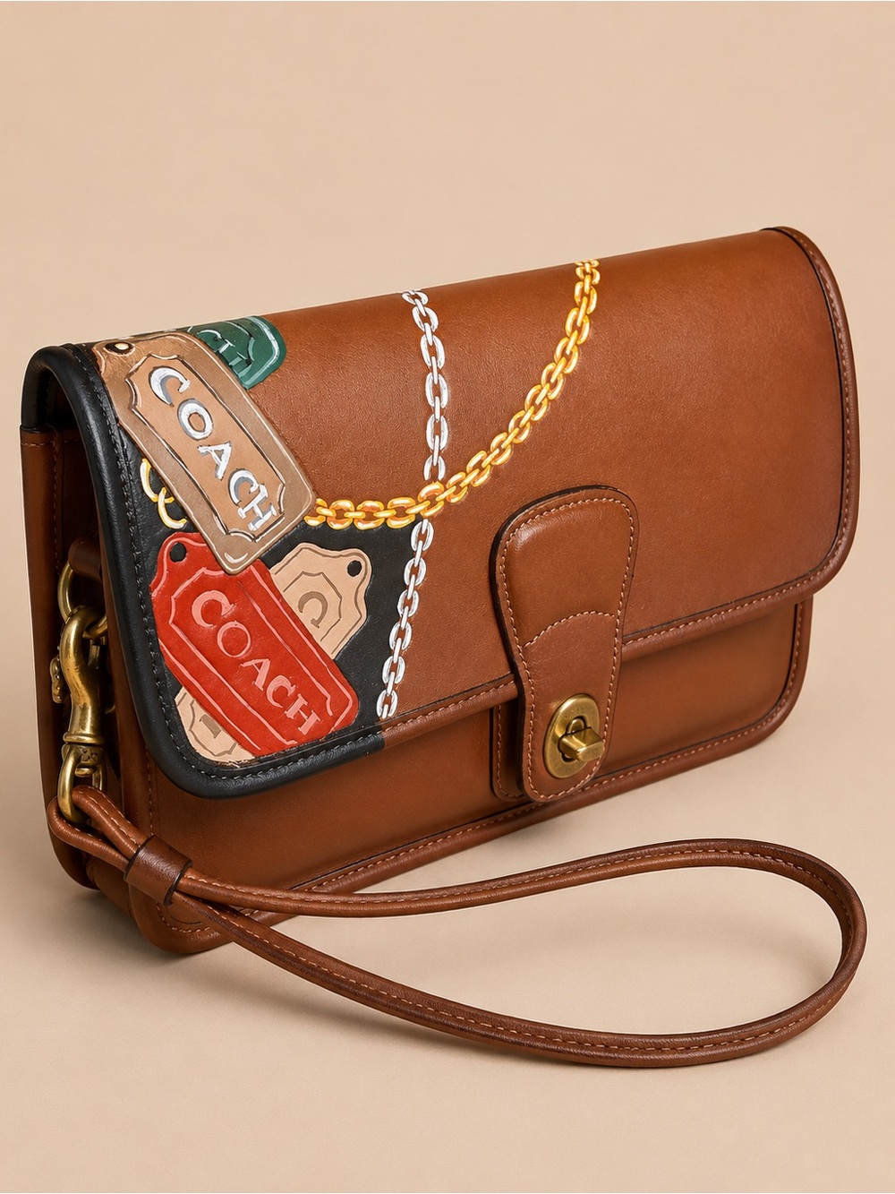 Vintage coach British tan clutch - Picture 4 of 12